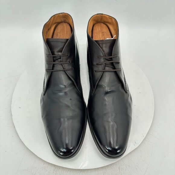 Bally Men Size 9D Black Leather Plain Toe Lace Up Chukka Ankle Boot - Picture 3 of 12